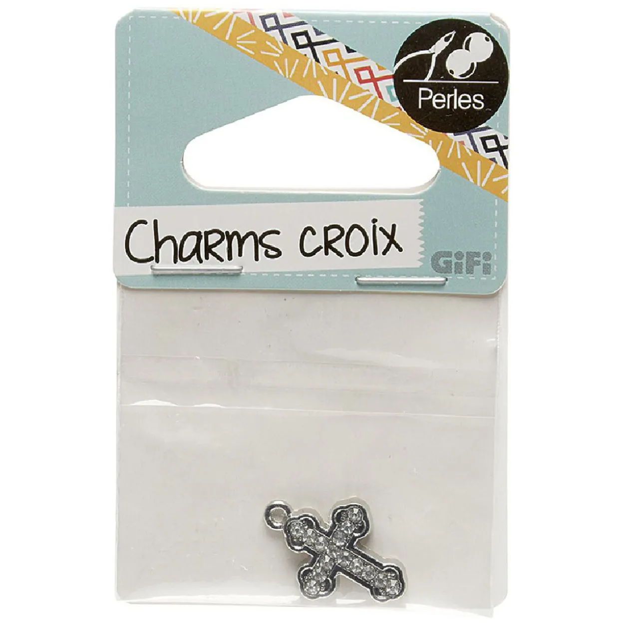 Accessoire bijou charms Croix métal + pierre