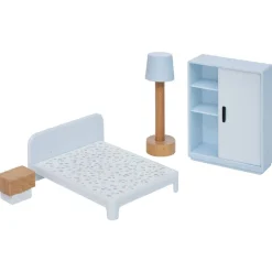 Accessoires chambre maison de poupée en bois x4