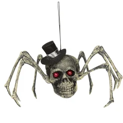 Araignée à suspendre Halloween avec tête de mort