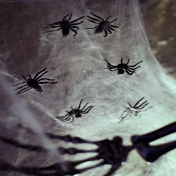 Araignée noire décoration Halloween x4