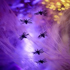 Araignée noire décoration Halloween x4