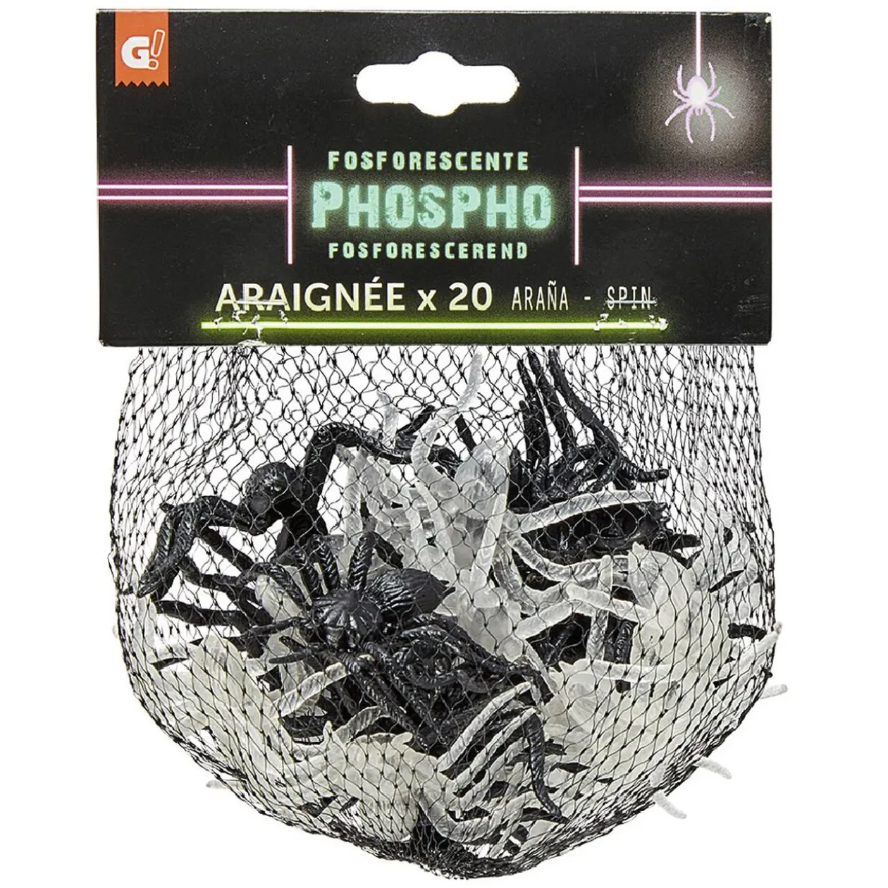 Araignée phosphorescente décoration Halloween x20