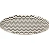 Assiette beige motif zigzag noir