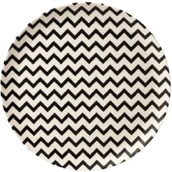Assiette beige motif zigzag noir