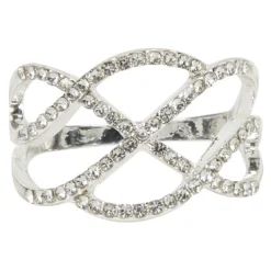 Bague entrelacé strass argenté