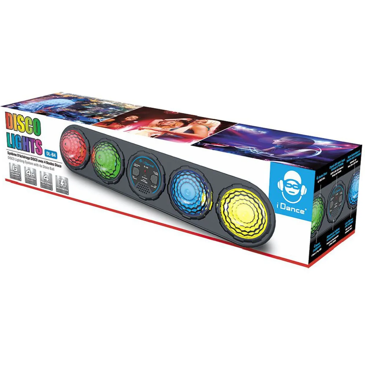 Barre LED 4 disco balls noir