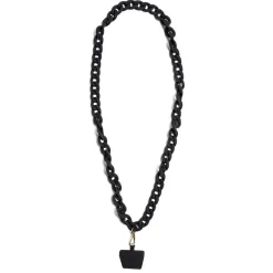 Bijou chaîne de téléphone maille en plastique noir L120cm