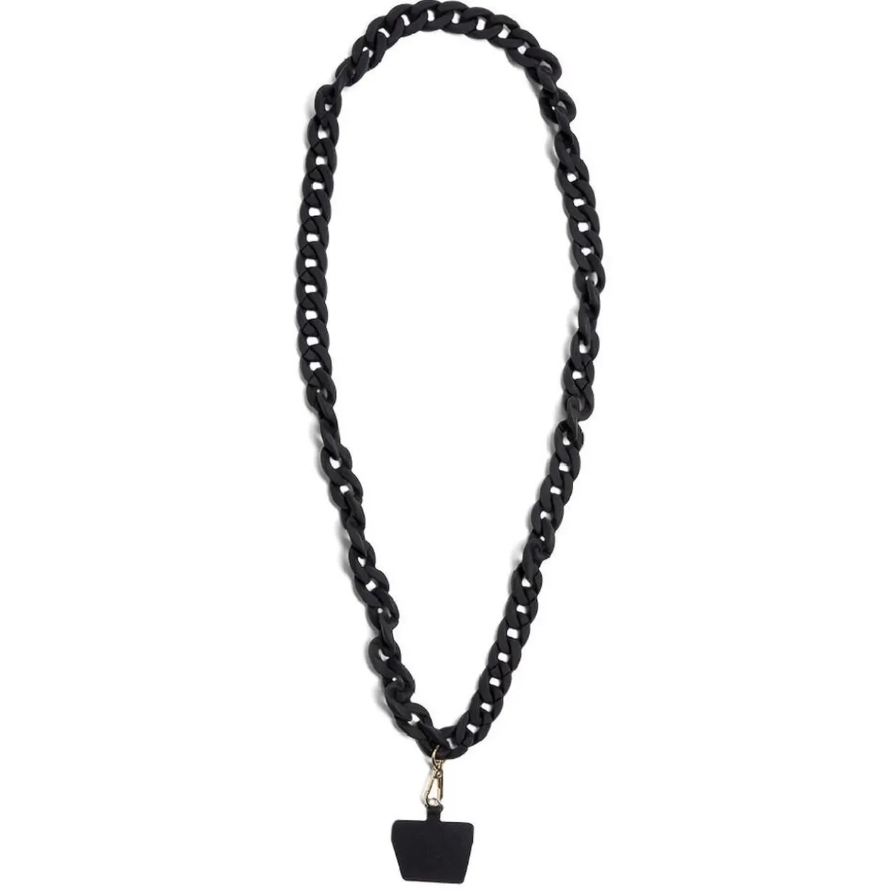 Bijou chaîne de téléphone maille en plastique noir L120cm