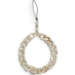 Bijou de téléphone maille plastique beige L17cm