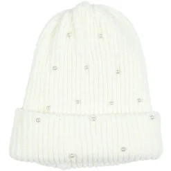Bonnet perle beige en acrylique