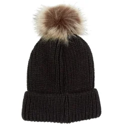 Bonnet pompon noir en acrylique