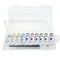 Boîte peinture acrylique 10 tubes 16ml avec 2 pinceaux
