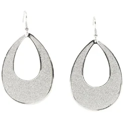 Boucles d'oreilles goutte gris pailleté