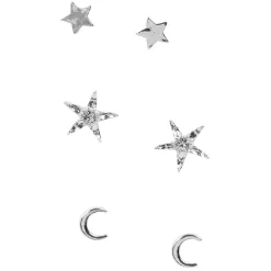 Boucles d'oreilles lune étoile - Lot de 3 paires