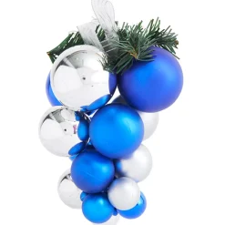 Boule de Noël bleue argentée grappe