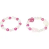 Bracelet blanc et rose avec coeur x2
