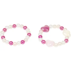 Bracelet blanc et rose avec coeur x2