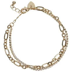 Bracelet chaîne 2 rangs doré + strass