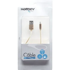Cable chargeur doré en métal pour Iphone