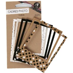 Cadre photo en carton décor noir x6