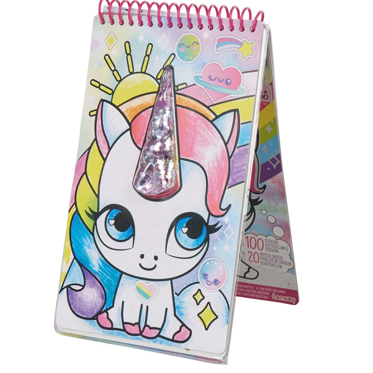 Carnet à dessins design licorne rose Lansay