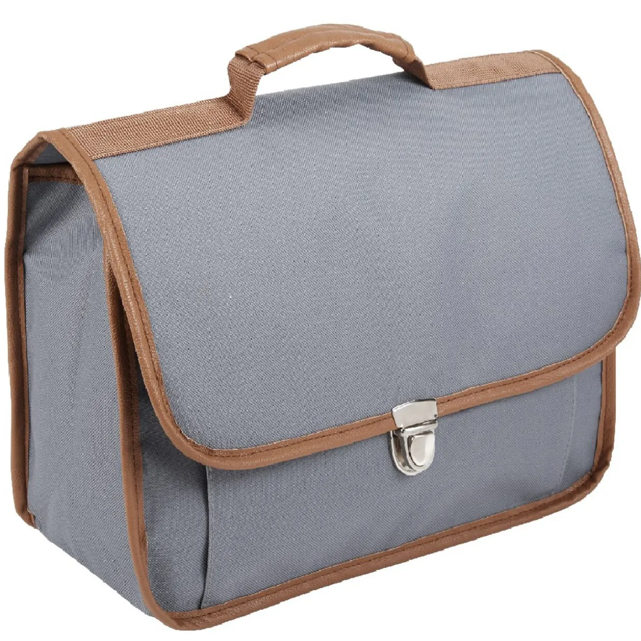 Cartable maternelle gris avec liseré marron