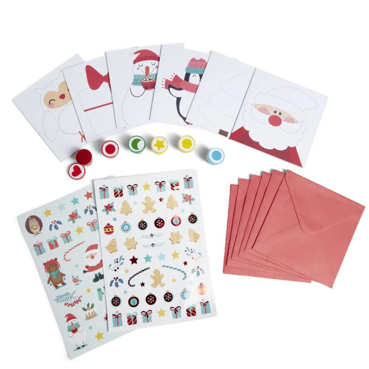 Carte de Noël x6 à confectionner avec tampons et stickers