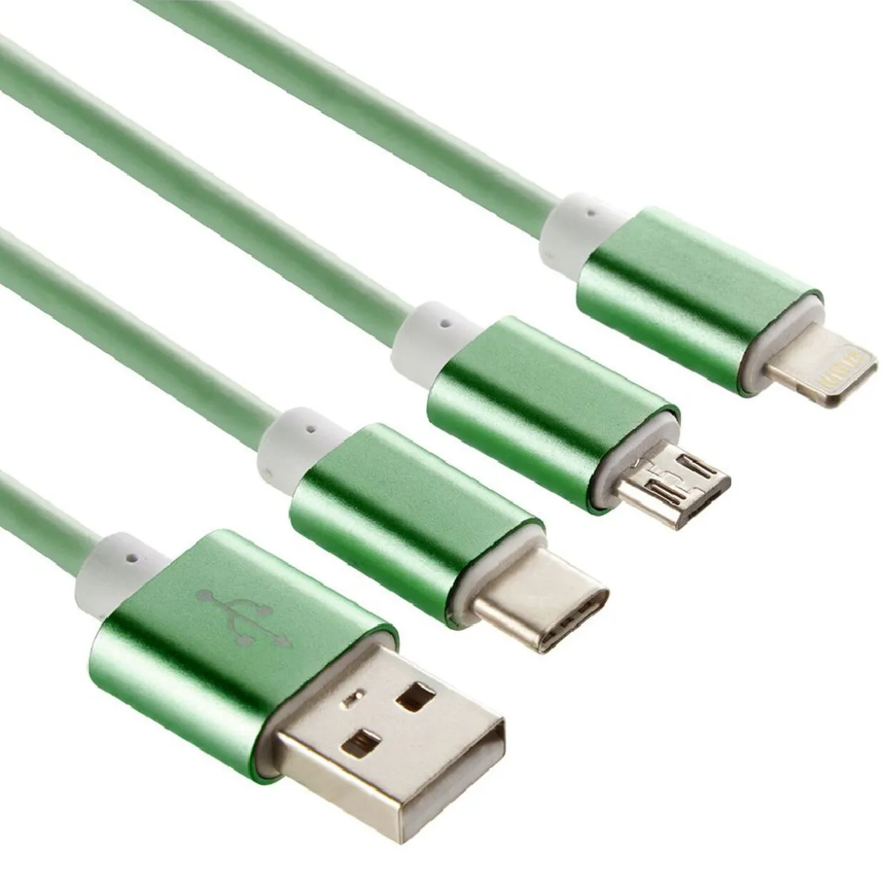 Câble USB 3 en 1 avec connecteurs USB-C/micro USB/Lightning