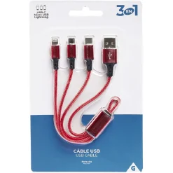 Câble USB 3 en 1 porte clés