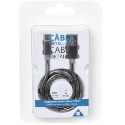 Câble USB vers USB C métal Noir charge rapide