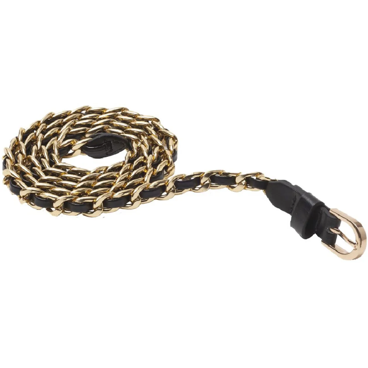 Ceinture noire et dorée synthétique