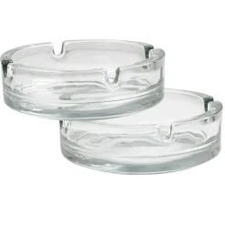 Cendrier rond transparent en verre x2