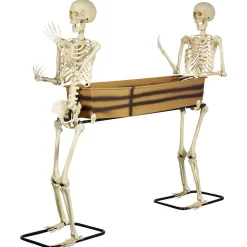 Cercueil XXL maintenu par 2 squelettes L175xl45xH150cm