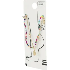 Chaîne de cheville 2 rangs feuille fleur papillon