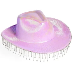 Chapeau de cowboy à franges rose ou blanc