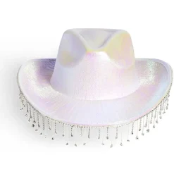 Chapeau de cowboy à franges rose ou blanc