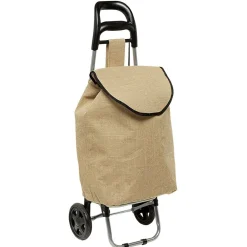 Chariot de course en toile de jute beige