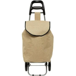 Chariot de course en toile de jute beige
