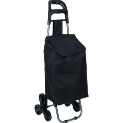 Chariot de courses, 2 roues triples, polyester noir - L.40xl.33xH.92