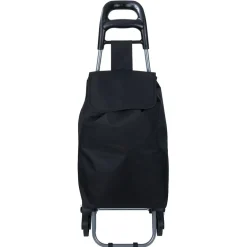 Chariot de courses, 2 roues triples, polyester noir - L.40xl.33xH.92