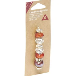 Charm assortis x9 doré et orange et transparent