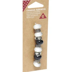 Charm assortis x11 noir et blanc et argenté