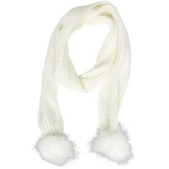 Écharpe en acrylique pompon blanc