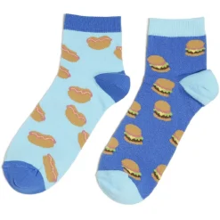 Chaussettes basses dépareillées motif burger/hot dog - T41/45