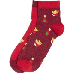 Chaussettes basses dépareillées motif pizza/frites - T41/45