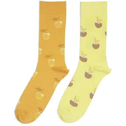 Chaussettes basses dépareillées motif ananas/noix de coco - T41/45