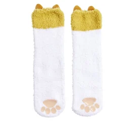Chaussettes corgi mixte blanc et orange - Taille unique