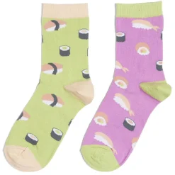 Chaussettes dépareillées motif sushi violet/vert - T36/40