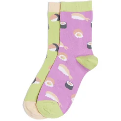 Chaussettes dépareillées motif sushi violet/vert - T36/40