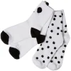 Chaussettes fantaisie motif chat et pois noir x2